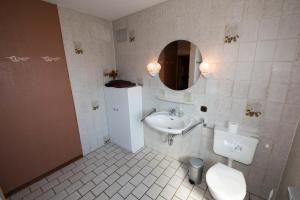 a bathroom with a toilet and a sink at Hotel Grünes Paradies- Garni in Hochwaldhausen