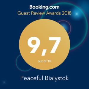 Certifikát, ocenenie alebo iný dokument vystavený v ubytovaní Peaceful Bialystok