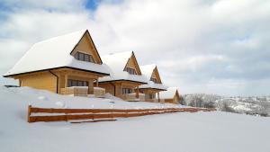 een huis bedekt met sneeuw bij Domki Tatrzańskie Kącina in Murzasichle
