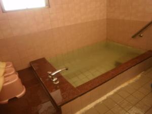 a bath tub in a bathroom with a toilet at Kakiya Ryokan in Kamakura