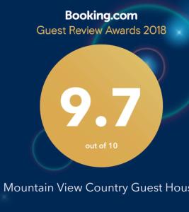 Certifikát, hodnocení, plakát nebo jiný dokument vystavený v ubytování Mountain View Country Guest House