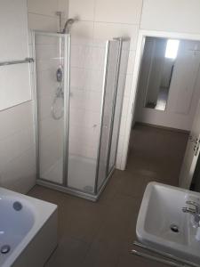 a bathroom with a shower and a sink at Mara in Bad Nauheim