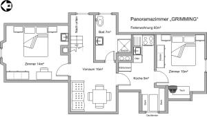 eine Zeichnung eines Grundrisses eines Hauses in der Unterkunft Ferienwohnung Krennbauer in Öblarn