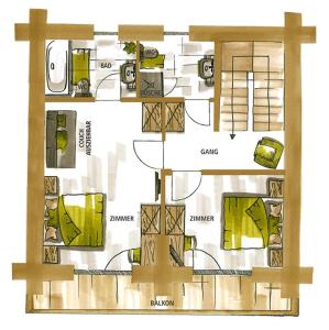 plan piętra domu w obiekcie Chalet Resort Sölden w Solden
