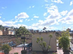 a view from the roof of a house with plants at Hostal La Candelaria in Bogotá +28 photos