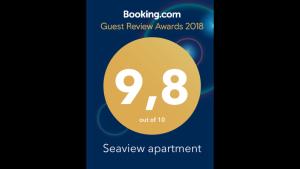 Certifikát, hodnocení, plakát nebo jiný dokument vystavený v ubytování Seaview apartment