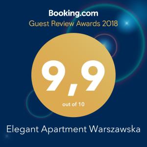 キェルツェにあるFamily & Business Elegant Apartments ul Warszawska - 3 Pokoje, Balkon, Parkingの黄色の円 ゲストレビュー賞 第18回アパートメント保証