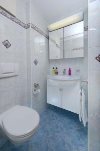 y baño con aseo y lavamanos. en Apartment Aura, en Zermatt