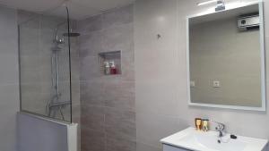 a bathroom with a shower and a sink and a mirror at Manzil Cordoba in Córdoba +16 photos