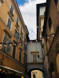 ローマにあるSplendid House In Trastevereのクリスマス灯の二棟の間の路地