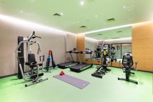 un gimnasio con cintas de correr y equipos de ejercicio en una habitación en Ibis Styles Istanbul Atasehir, en Estambul