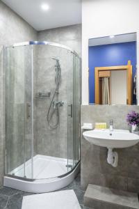 a bathroom with a shower and a sink at Comfort House in Kyiv