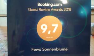 Certifikát, hodnocení, plakát nebo jiný dokument vystavený v ubytování FeWo Sonnenblume
