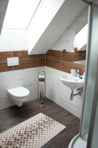 a bathroom with a toilet and a sink at Čechův dvůr in Louka