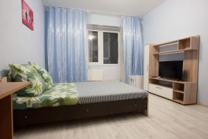 モスクワにあるArtemRoomの小さなベッドルーム(ベッド1台、テレビ付)