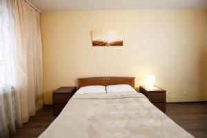 - une chambre avec un lit et 2 tables de chevet dans l'établissement Apartments Tomsk House na Gogolya, à Tomsk