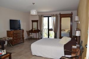 a bedroom with a bed and a dresser and a television at Château Serigues in Gap