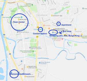 a map of the campus of camel station at Sonnige EG_Wohnung mit Garten Terr in Forchheim