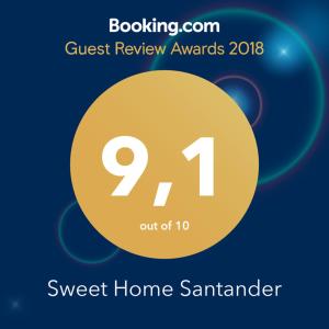 a sign that reads guest review awards with a yellow circle at Sweet Home Santander in Santander