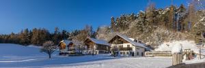 a house in the snow with snow covered trees at Appartments Neuhof in Collalbo