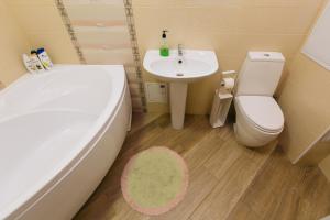 a bathroom with a tub and a toilet and a sink at Apartamenty Svetlica Shamshinykh 90/5 studio in Novosibirsk