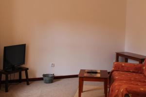 a living room with a couch and a tv at Welltrees Apartments 8 Dailly Road in Maybole