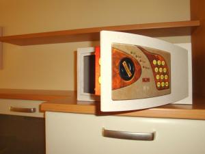 un forno a microonde in cima a un mobile cucina di Central Bed a Bergamo