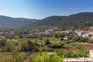 a view of a town with mountains in the background at Apartment Janet in Luka
