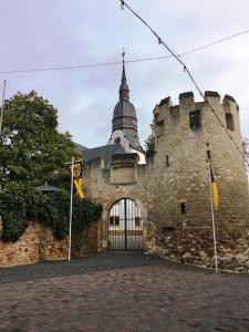 una entrada a un castillo con una puerta en Fronhof 3 en Nierstein