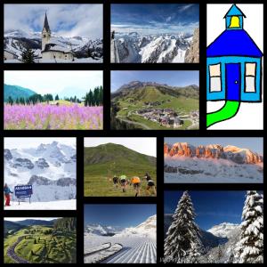 a collage of photos of mountains and flowers at Freetime PinkAlps in Arabba