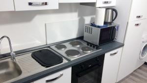 una piccola cucina con piano cottura e forno a microonde di Studio CENTRAL 1 - CIR 0404 ad Aosta