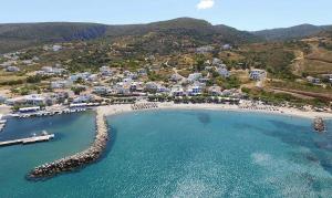 an aerial view of a beach with a resort at ARETOUSA in Agia Pelagia Kythira