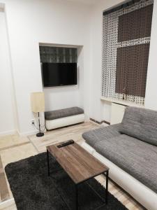 Televízia a/alebo spoločenská miestnosť v ubytovaní Mikołajki Apartamenty Rynek + 37 fotografií