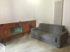 een woonkamer met een bank en een tv bij Antica Casa Nella in Venas