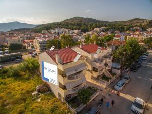 an aerial view of a building in a city at The L Studio in Nea Peramos
