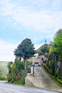 een weg met een huis aan de zijkant van een heuvel bij Casa do Penedo Gerês in Terras de Bouro