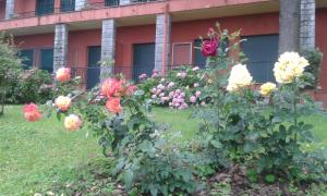 un jardín de flores frente a un edificio en Balcone sul Tigullio, en Rapallo