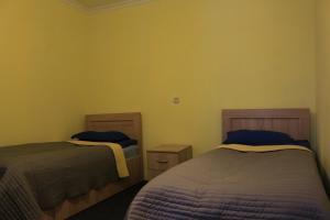 Rúm í herbergi á Inga Jafaridze Guesthouse Pele