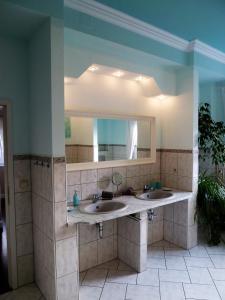 a bathroom with two sinks and a mirror at Schedler in Gerbrunn +17 photos