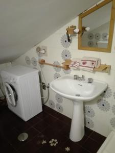 a bathroom with a sink and a mirror at Mansarda condominio Royal in Valtournenche +24 photos