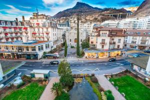 an aerial view of a city with buildings and a street at ☆ Central Apartment with Montreux View ☆ in Montreux +2 photos