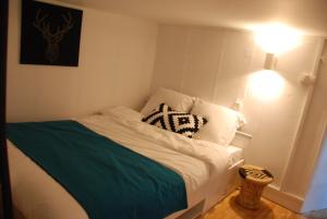 1 dormitorio con cama con almohada en Le typique - coeur de ville en Toulouse