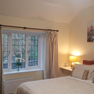 1 dormitorio con cama y ventana en Dragon Bed and Breakfast, en Betws-y-coed