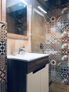 W łazience znajduje się umywalka i prysznic. w obiekcie Apartment Rustic w Sarajewie