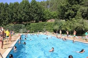 a group of people swimming in a swimming pool at Finca La Capella in Poblet