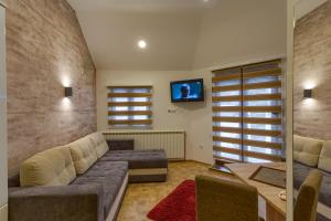 sala de estar con sofá y TV en Omiljeni Apartments en Zlatibor