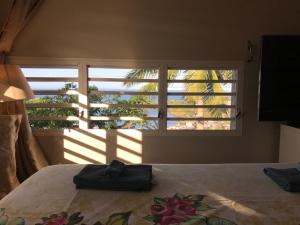 a bedroom with a bed and a window with a view at Villa d’ô in Majikavo Koropa +33 photos