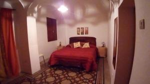 费兰迪纳Dimora San Pietro的一间在房间内配有红色床的卧室