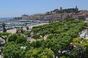 a city with a marina and a bunch of trees at Hotel Splendid in Cannes