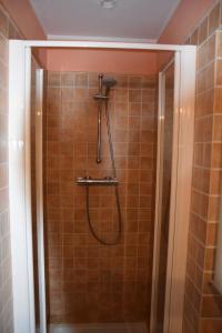 a shower with a hose in a bathroom at Casa Chiocciola CIPAT O22138-AT-O66928 in Pelugo +17 photos